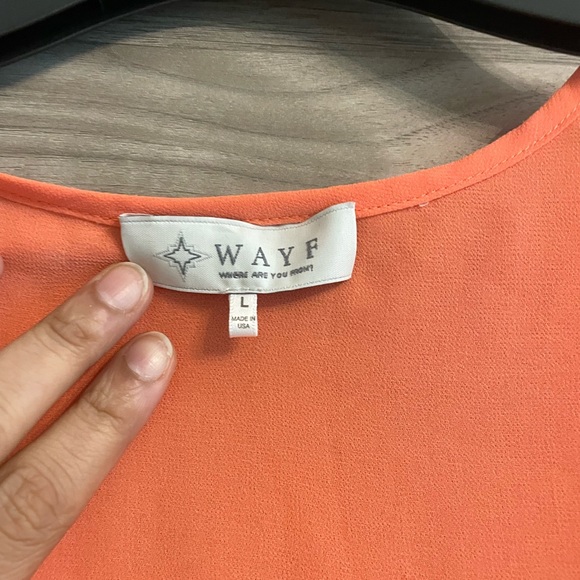 NWOT Wayf Chiffon Wrap Blouse - Large - TANGERINE - Picture 3 of 4
